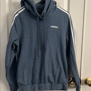 Adidas Men's Navy Hoodie with White Stripes